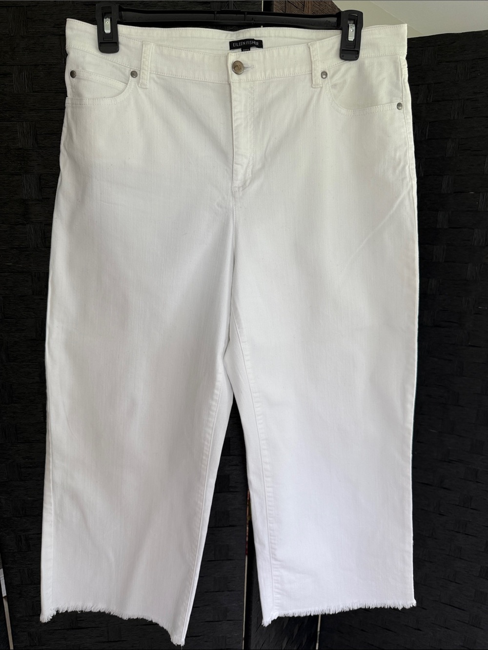 Eileen Fisher White Wide-Leg Cropped Jeans